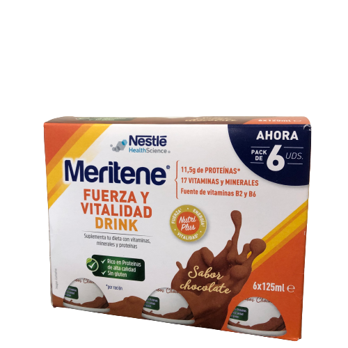 MERITENE DRINK Chocolate – Botella (6x125ml) – Farmacia Granvia 216