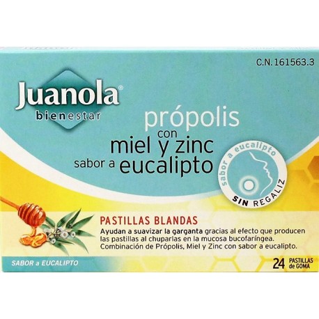 Juanola Própolis con Miel, Zinc y Vitamina C 24 Pastillas Blandas -  Farmaciatorrevieja