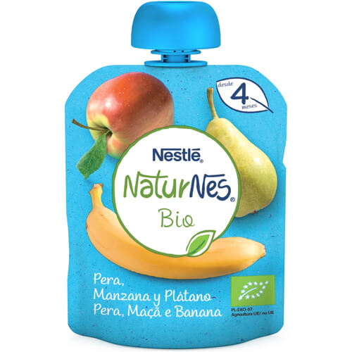 NATURNES BIO Bolsita Pera, Manzana y Plátano 90g