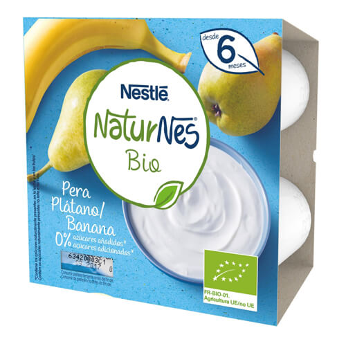 NATURNES BIO Postre Lácteo Pera y Plátano 4x90g